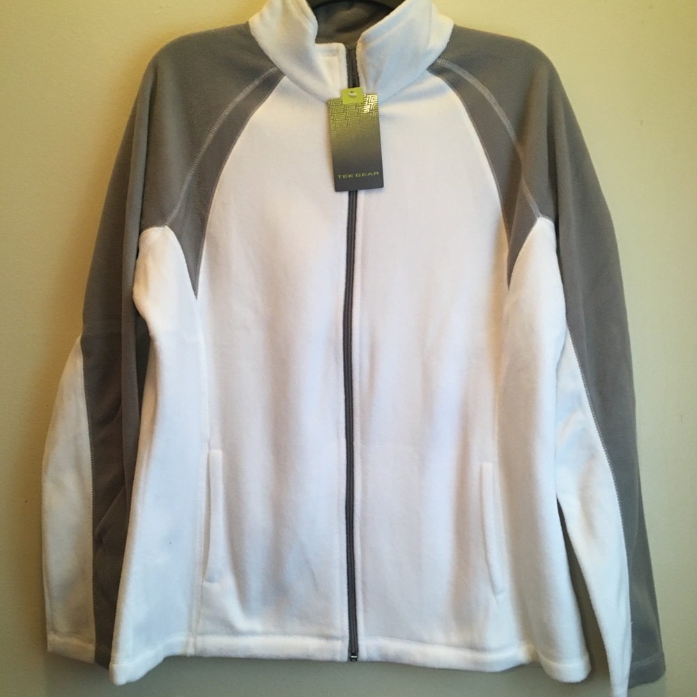 TEK Gear White and Gray Fleece Jacket